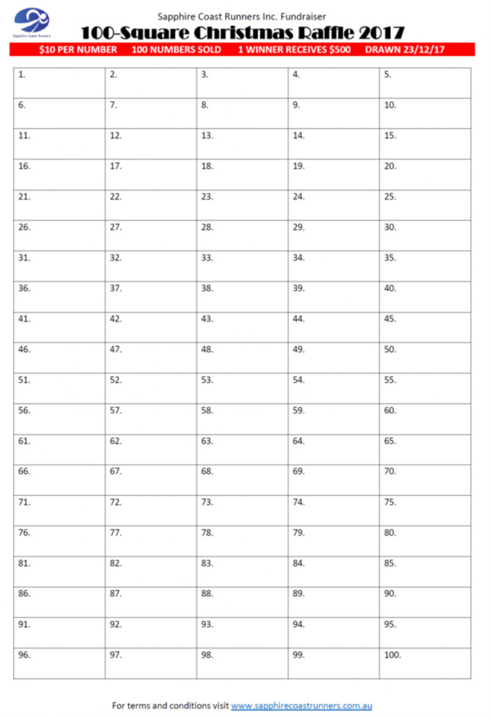 100 Square Raffle Board 100 Square Christmas Raffle 2017