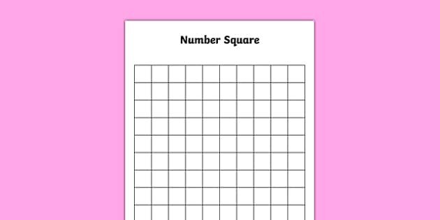 100 Square Raffle Board Blank 10 by 10 Number Square Blank 10 by 10 Number