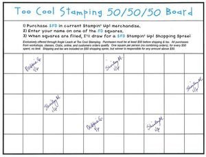 100 Square Raffle Board Special Announcement—new 50 50 50 Board too Cool Stamping