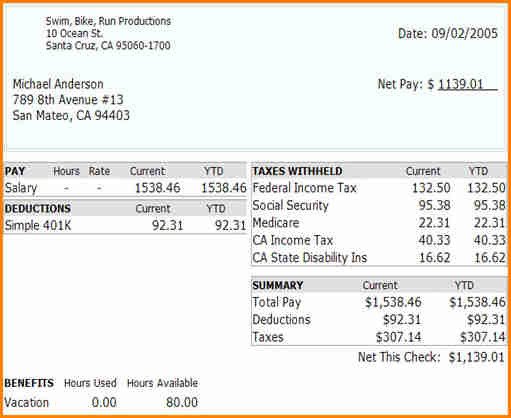 1099 Pay Stub Template Excel 10 Pay Stub Template for 1099 Employee