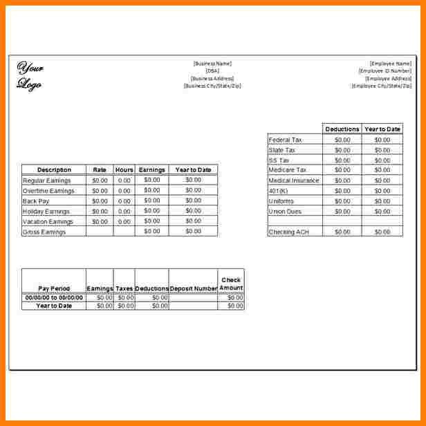 1099 Pay Stub Template Excel 7 Paycheck Stub Template for Excel