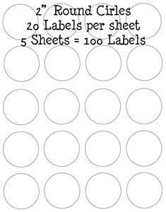 2 Inch Round Label Template 100 2&quot; Inch White Round Circle Labels Stickers Sheets