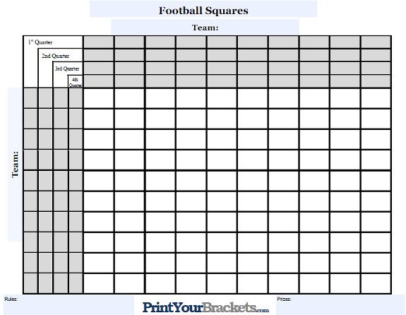 25 Square Football Pool Customizable Football Squares Customize Your Square Grid