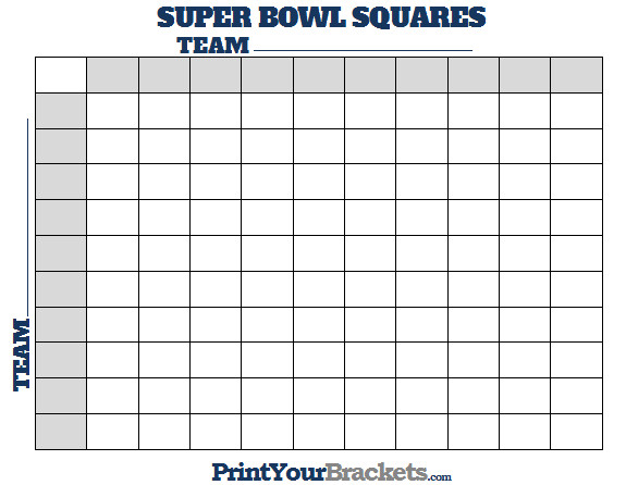 25 Square Football Pool Super Bowl Squares Template