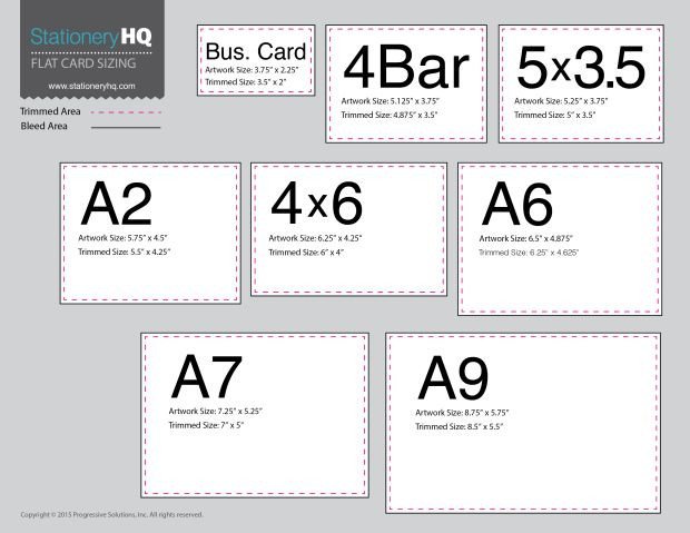 4 Bar Envelope Template Flat Card Size Chart Templates
