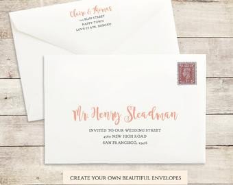 4 Bar Envelope Template Printable Wedding Envelope Template 5×7 Front and Back
