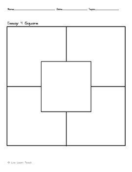 4 Square Writing Template 4 Square Writing Template by Live Learn Teach