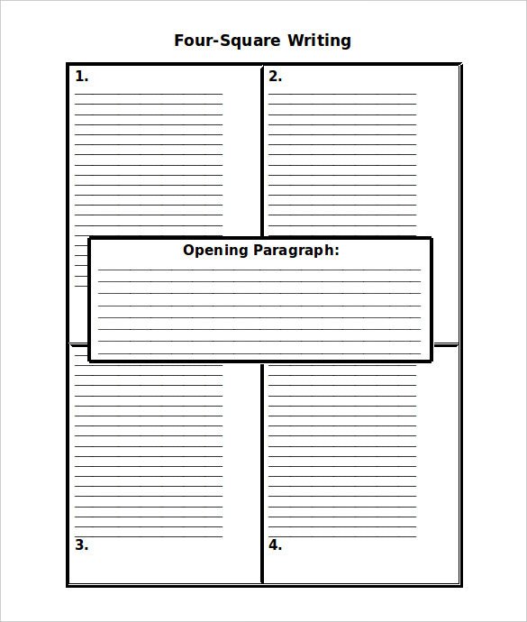 4 Square Writing Template 6 Writing Templates Word Pdf
