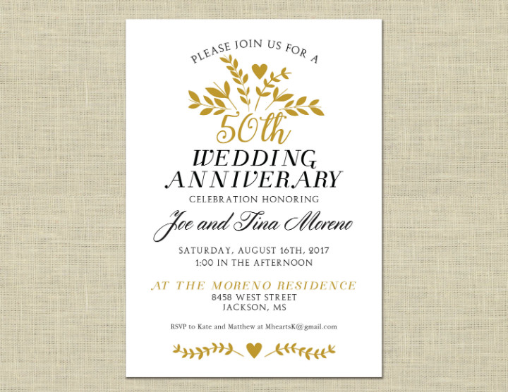 50th Anniversary Invitations Templates 32 50th Wedding Anniversary Invitation Designs