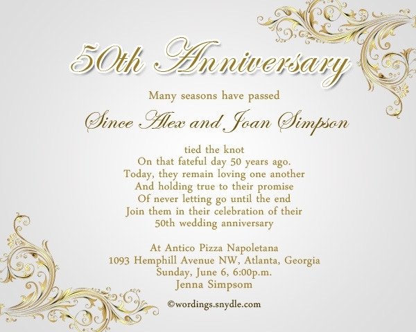 50th Anniversary Invitations Templates 50th Wedding Anniversary Invitation Wording Ideas