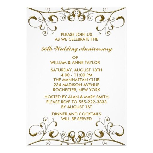 50th Anniversary Invitations Templates Gold Swirls 50th Wedding Anniversary Invitations 5" X 7