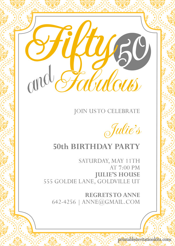 50th Birthday Invitation Template Fifty and Fabulous – 50th Birthday Invitation ← Wedding