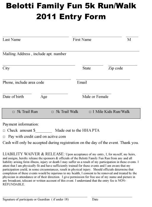 5k Registration form Template 5k Registration forms or forms are Available at
