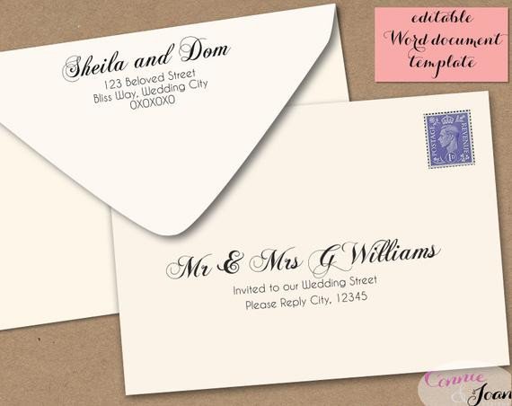 5x7 Postcard Template for Word Printable Wedding Envelope Template 5x7 Front and by