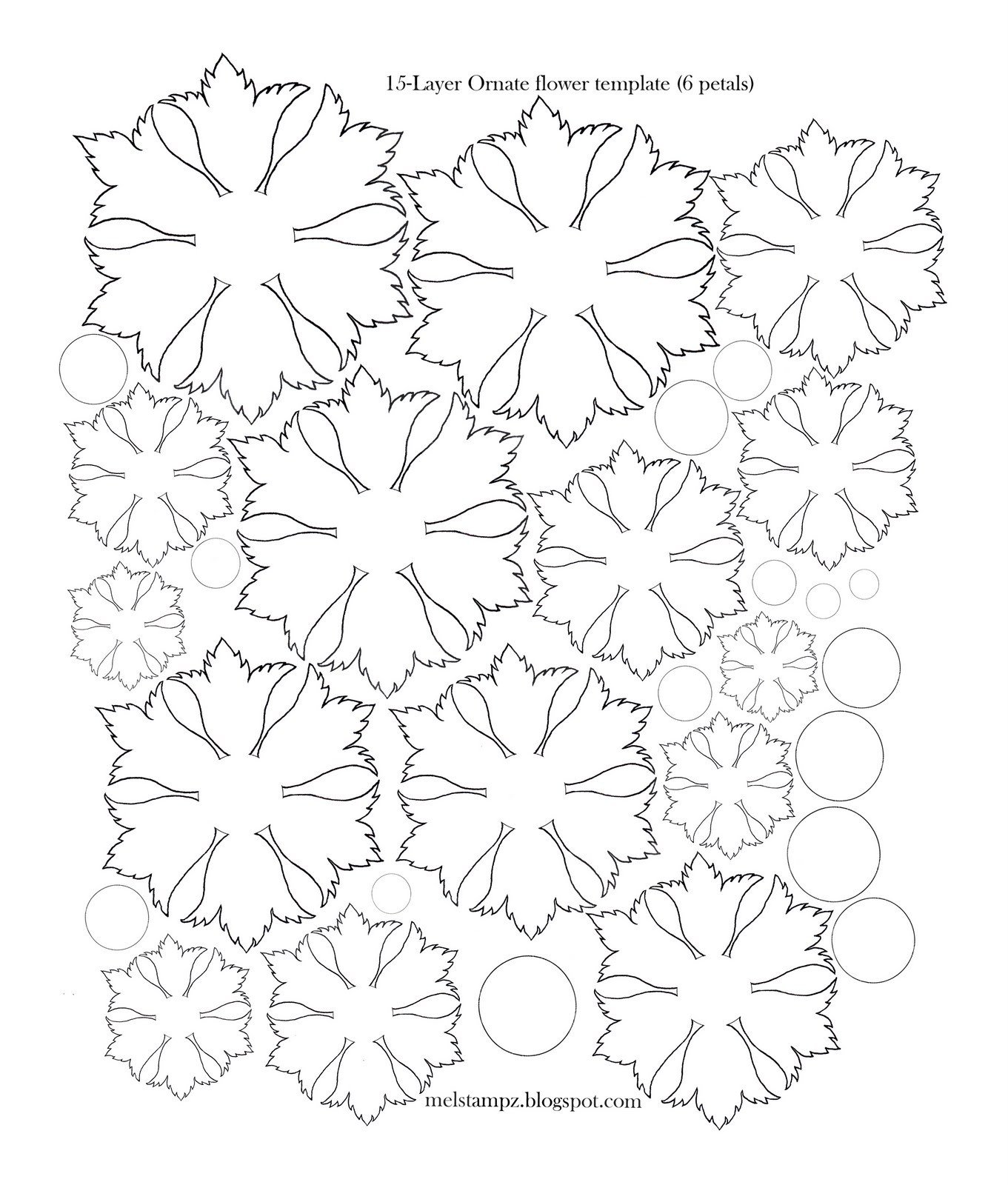 6 Petal Flower Template Mel Stampz 6 Petal ornate Flower Template