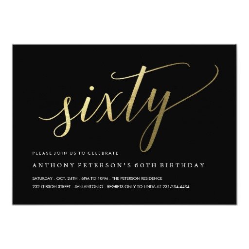 60 Th Birthday Invites 60th Birthday Invitations formal Faux Gold