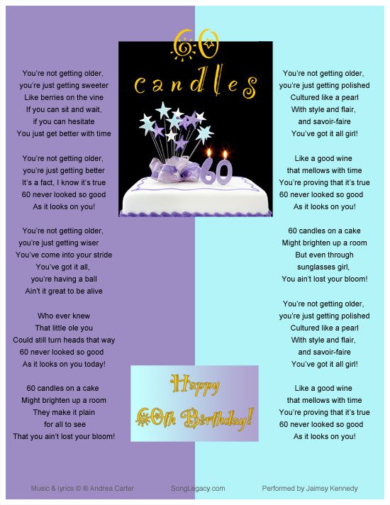 60th Birthday Program Sample Sixty Candles Happy 60th Birthday original 60th