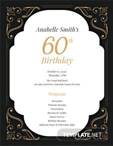 60th Birthday Program Sample Traditional Wedding Program Template In Adobe Shop