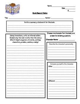 6th Grade Book Report Template Book Report Templates Fiction Books and Book Reports On