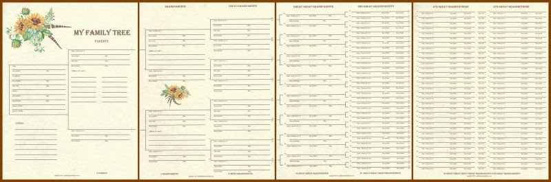 7 Generation Pedigree Chart Family – Family Tree – 7 Generation Pedigree Chart