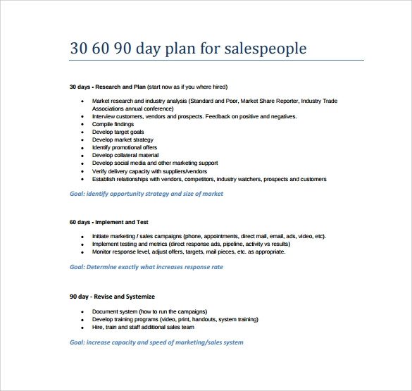90 Day Business Plan Template 30 60 90 Day Plan Template 8 Free Download Documents In Pdf