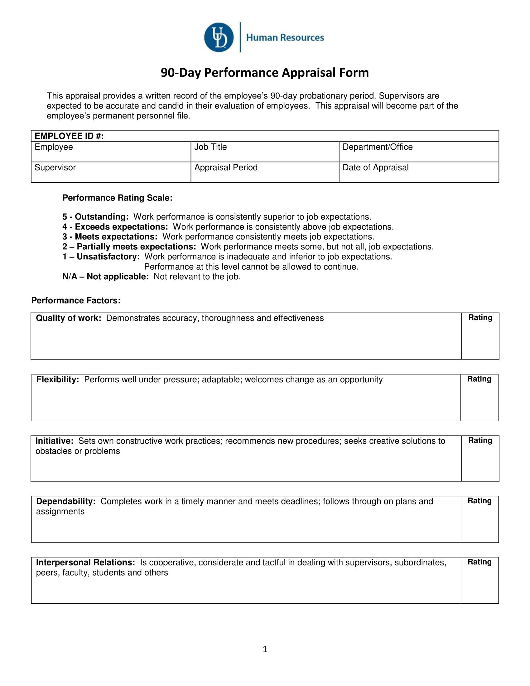 90 Day Performance Review Template 14 90 Day Review forms Free Word Pdf format Download
