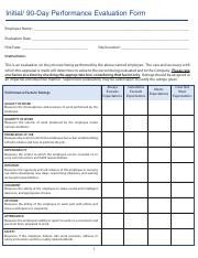 90 Day Performance Review Template 90 Day Employee Review Template Initial 90 Day