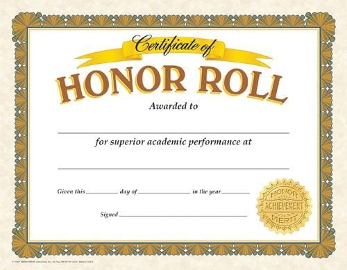 A Honor Roll Certificate Certificate Of Honor Roll Reward Your Students for their