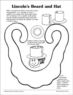 Abraham Lincoln Hat Template Lincoln S Beard and Hat Template