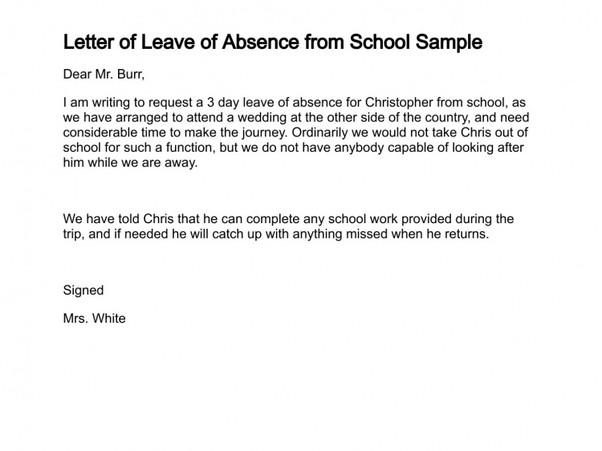 Absence Letter for School What is A Good Sample Letter to Write An Absence From