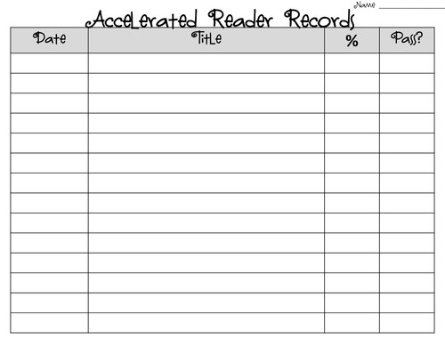Accelerated Reading Log Accelerated Reader Certificate by Uk Teaching Resources