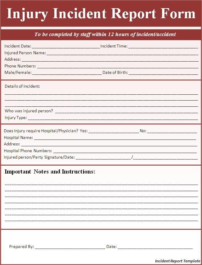 Accident Reporting form Template Incident Report form Incident Report Template