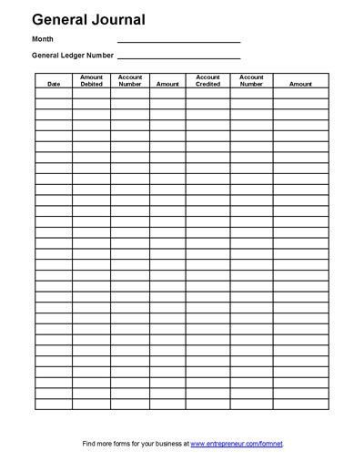Accounting Journal Entry Template General Journal Accounting form