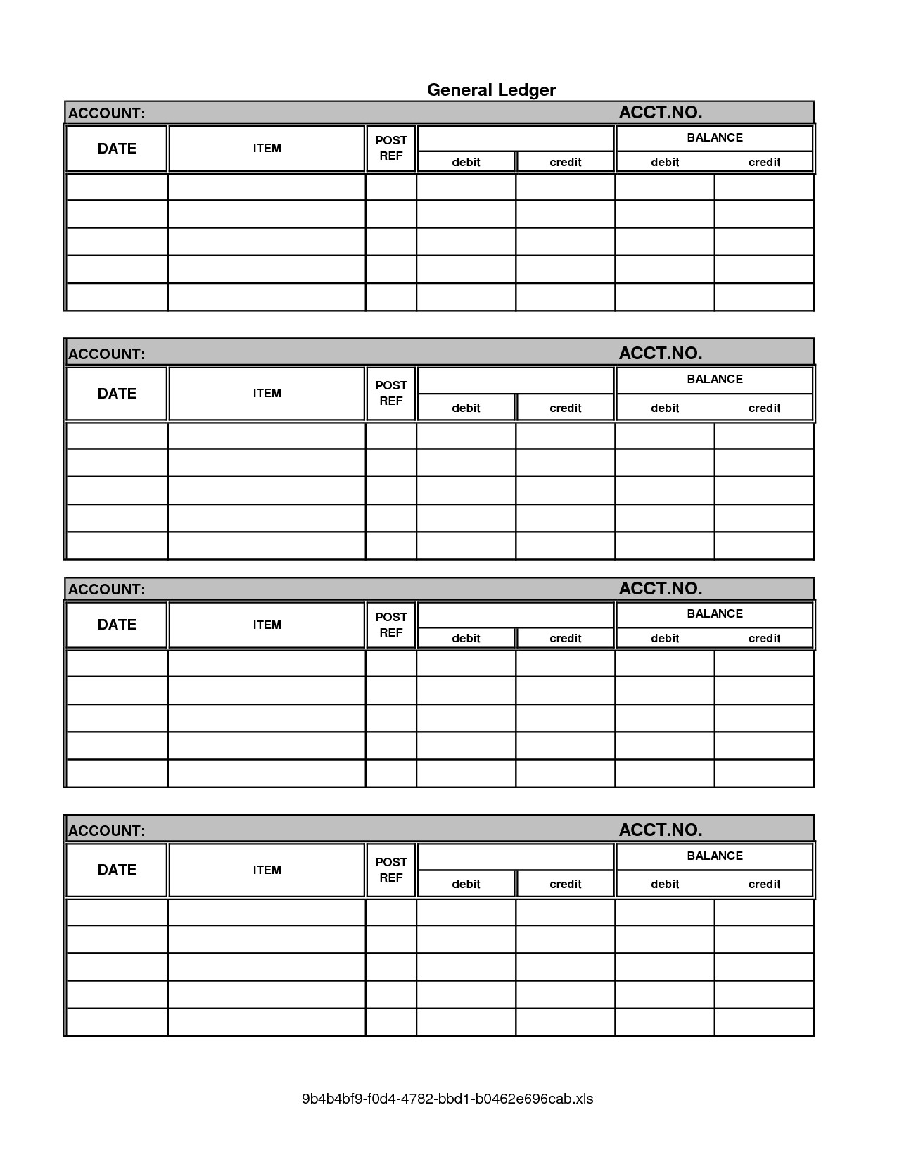 Accounting Journal Entry Template General Ledger Template Printable