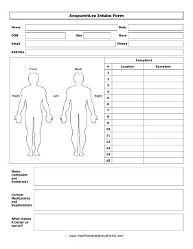 Acupuncture soap Note Template Printable Acupuncture Intake