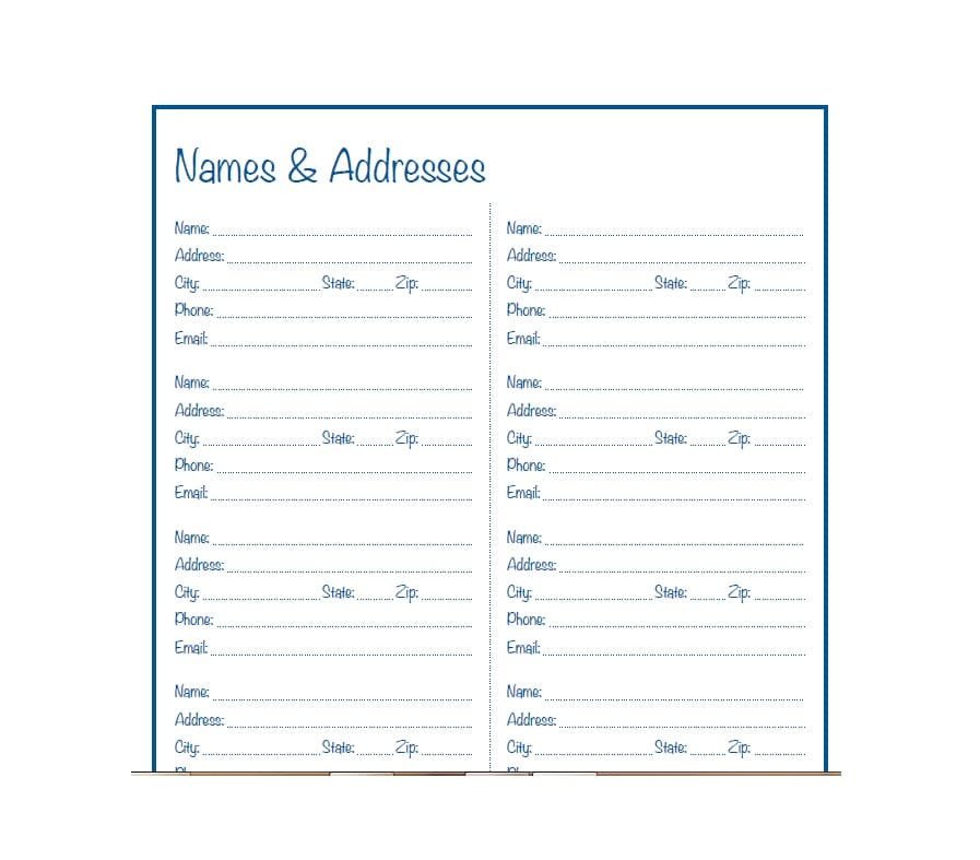 Address Book Template Excel 40 Printable &amp; Editable Address Book Templates [ Free]