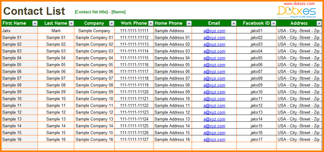 Address Book Template Excel 6 Excel Address Book Template