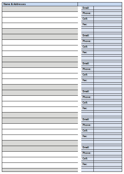 Address Book Template Excel Address Book Template Record Your Important Addresses