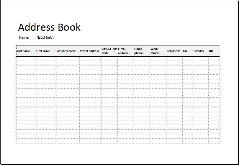 Address Book Template Excel Address List Book Template for Excel