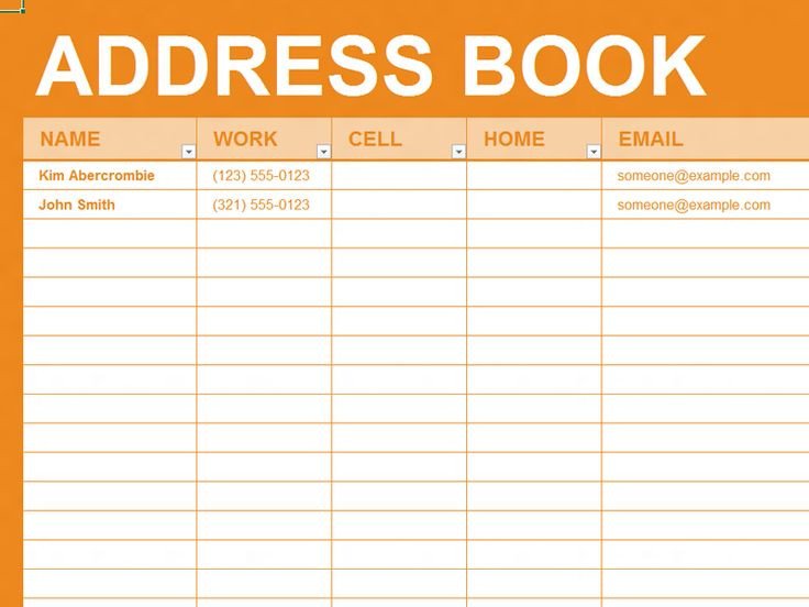 Address Book Template Excel Free Excel Template Personal Address Book