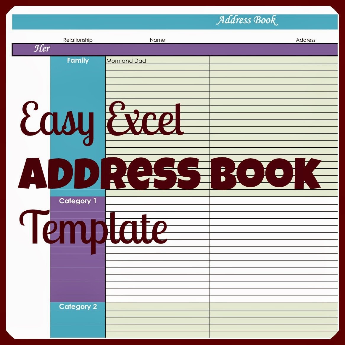 Address Book Template Excel Laura S Plans Easy Excel Address Book Template