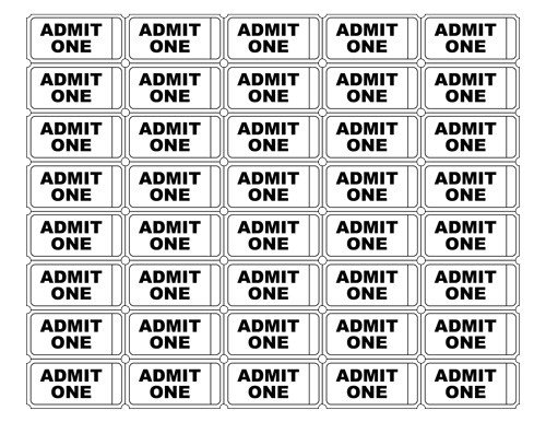 Admit One Ticket Template Free Printable Admit E Ticket Templates Blank
