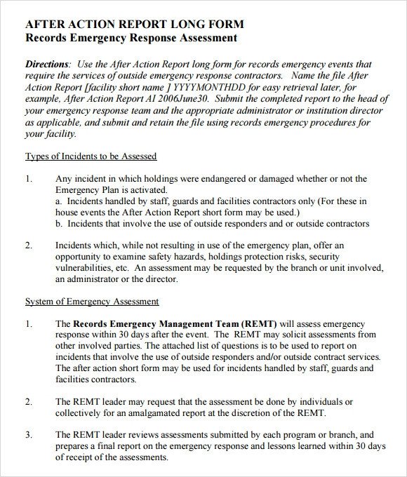 After Action Report Template Sample after Action Report 6 Documents In Pdf