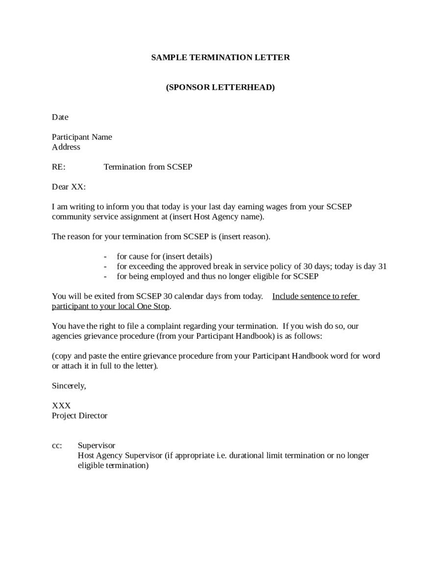 Agent Termination Letter Sample 2018 Termination Letter Templates Fillable Printable