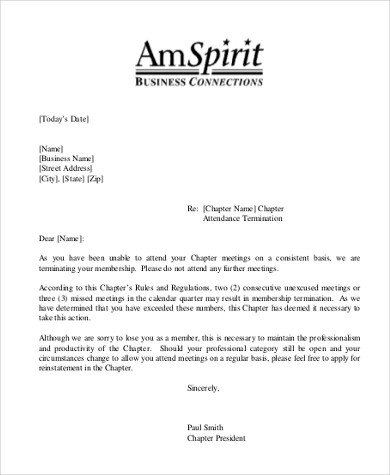 Agent Termination Letter Sample Termination Letter Sample 7 Free Documents In Word Pdf