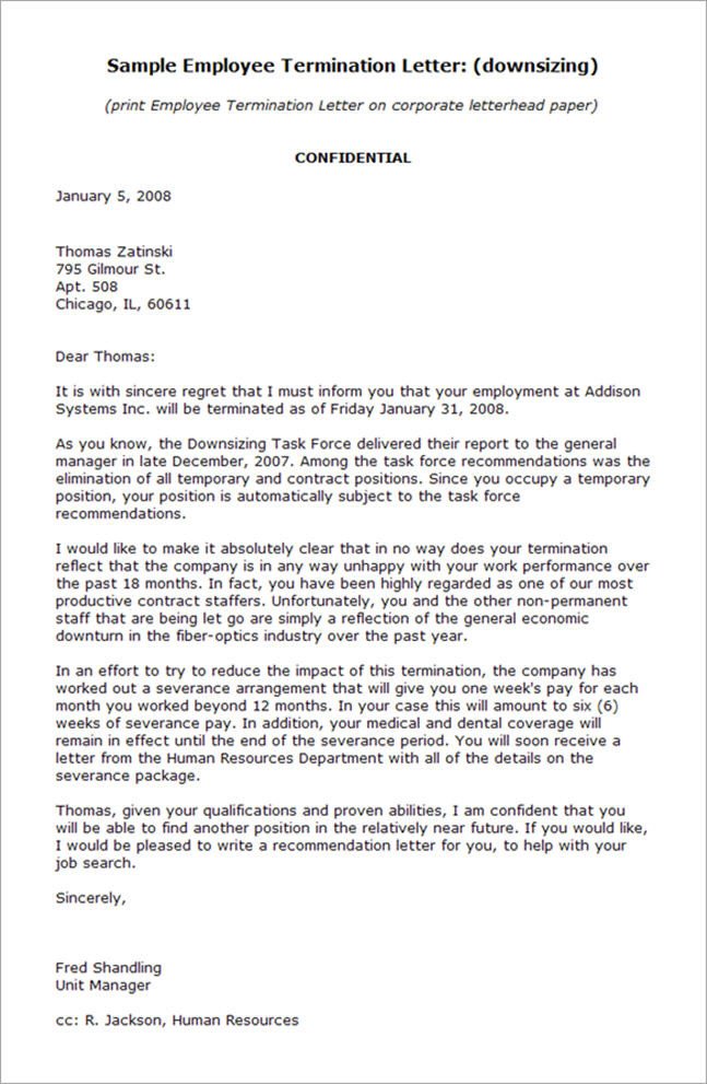 Agent Termination Letter Sample Termination Letter Sample