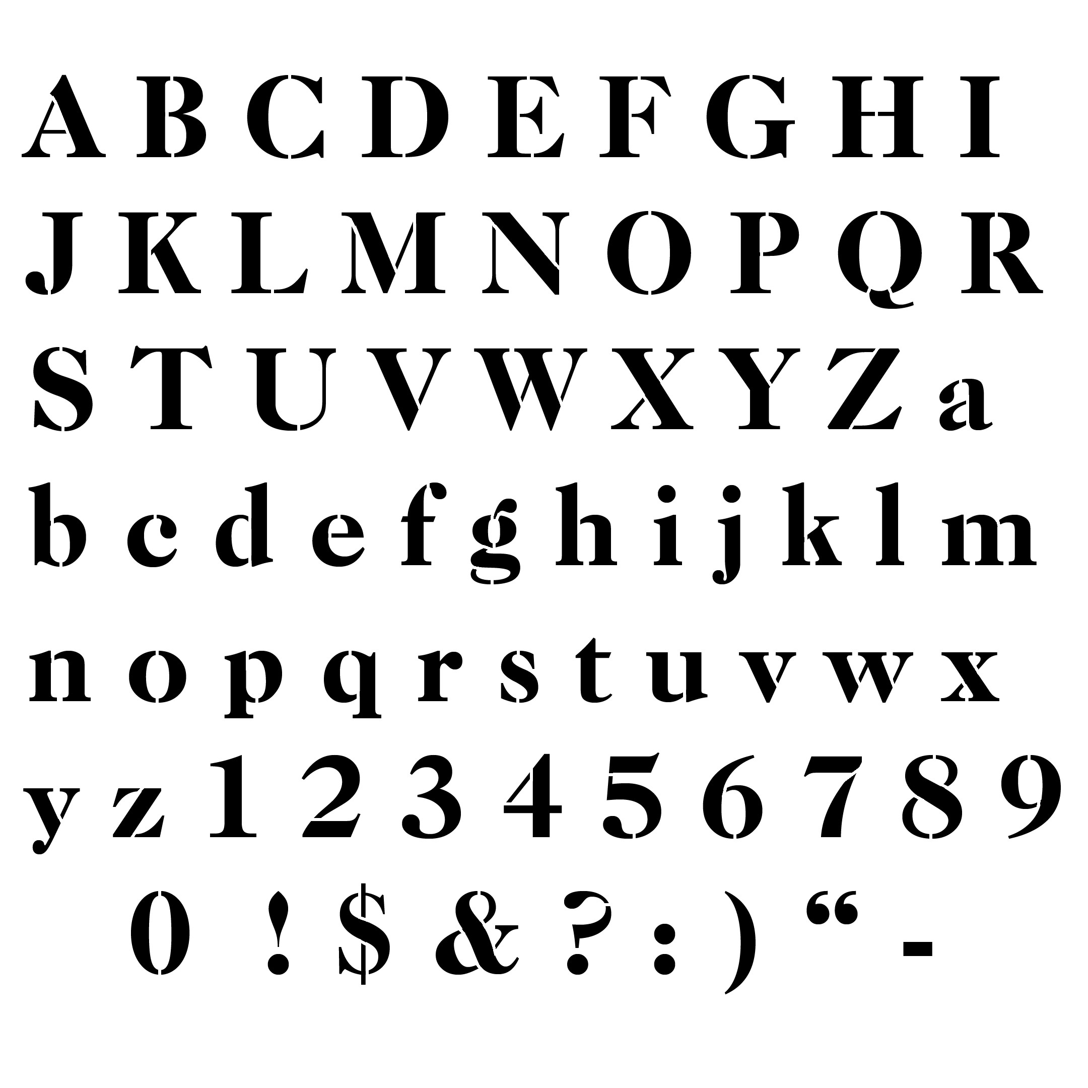 Alphabet Stencils for Painting Caslon Stencil