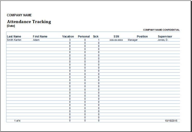 Anesthesia Record Template Excel Employee attendance Tracker at