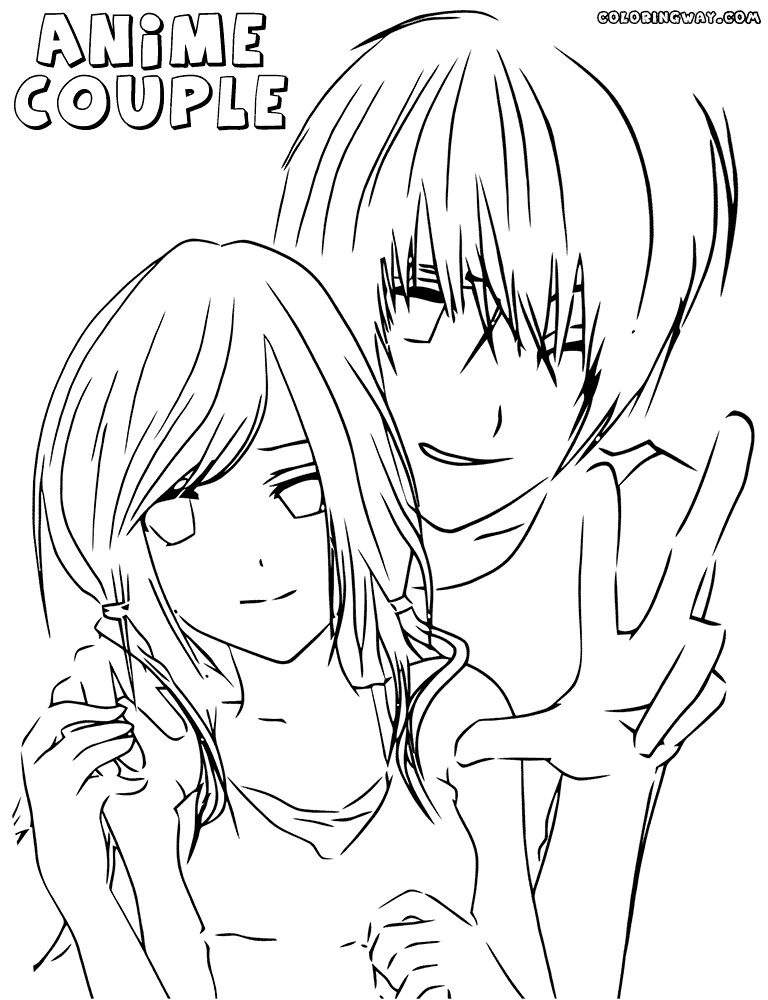 Anime Couple Template Anime Couple Outline Coloring Pages