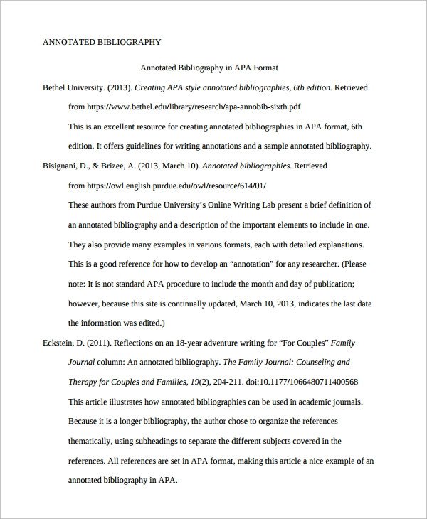 Annotated Bibliography Template Apa 10 Annotated Bibliography Free Sample Example format